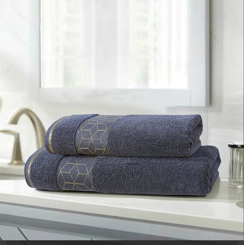 Sleek 100% Cotton Grey Bath Towel set of 2