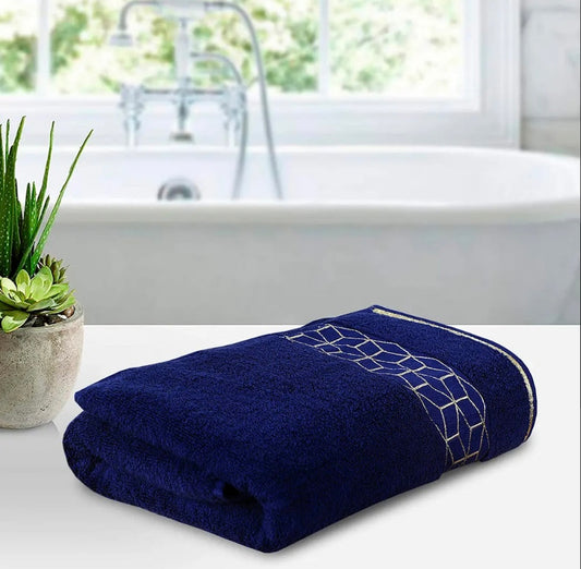 Sleek Design Navy Blue Color Bath Towel